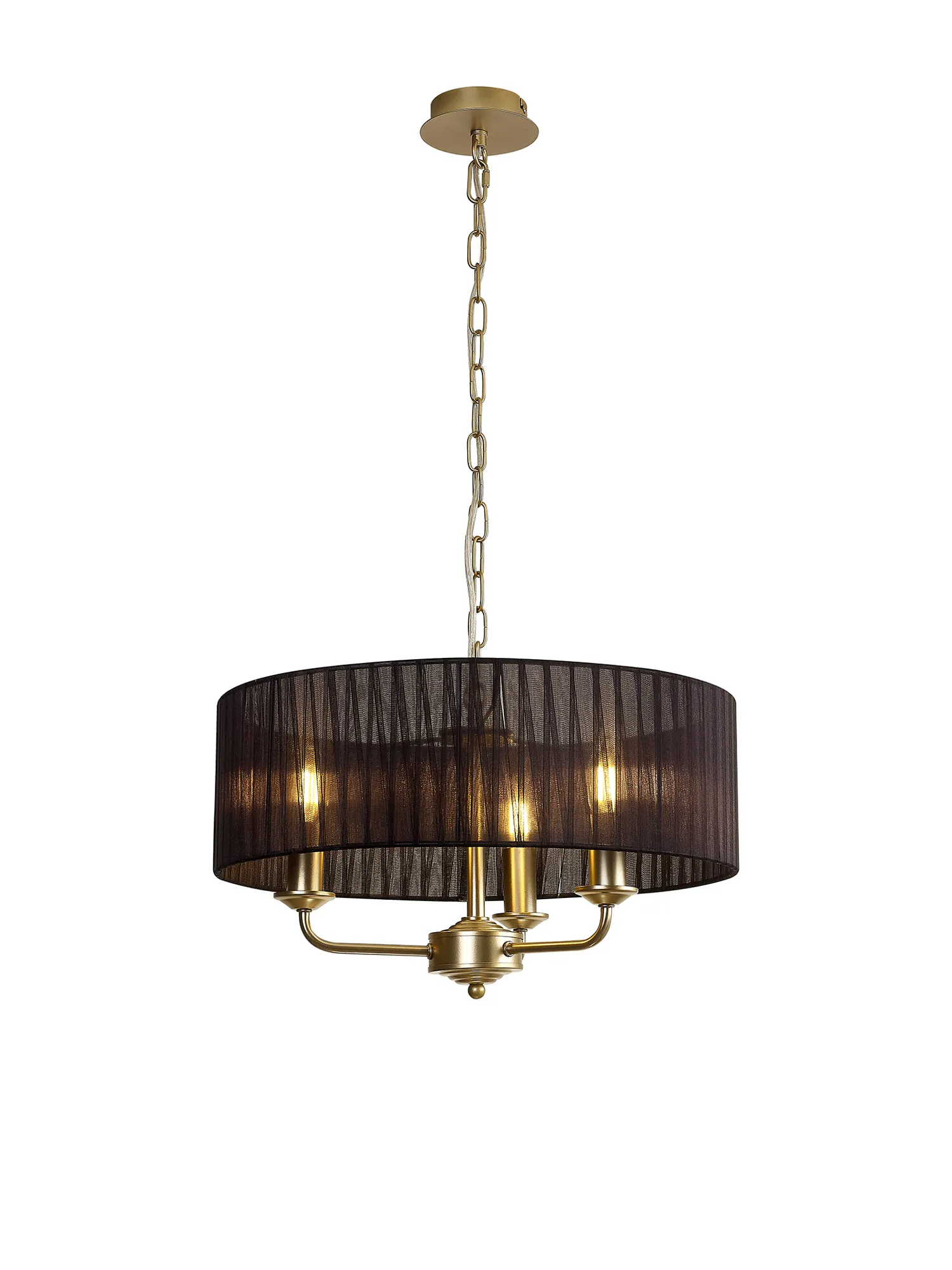 Banyan 45cm 3 Light Pendant Champagne Gold; Black